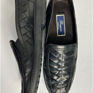 Bragano Italy Men's Woven Leather Loafers in Black - Sz 10.5 M